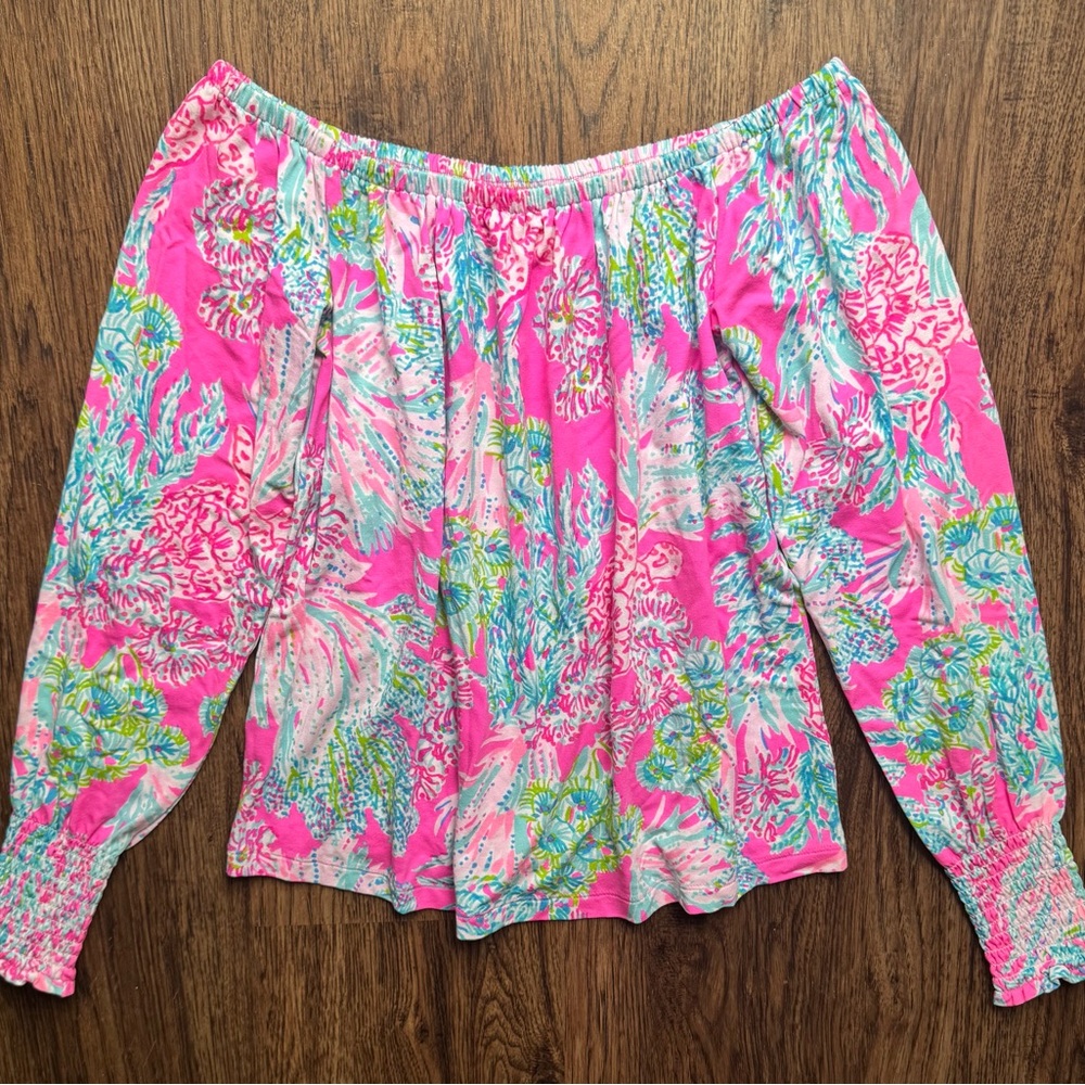 Lilly Pulitzer Lana Off Shoulder Strapless Prosecco Pink Seaing Things Size XXS